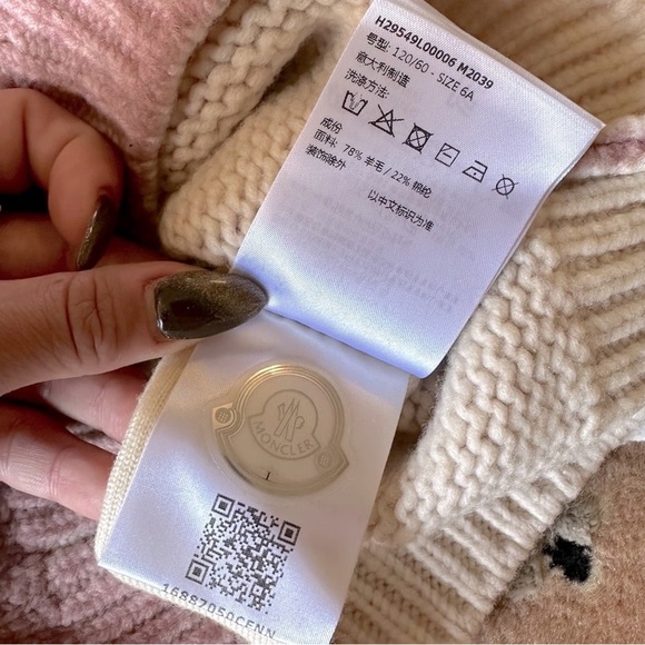 MONCLER ENFANT Long Sleeved Wool Blend Crew Neck Sweater Dress Little Girls Sz.6 - Picture 11 of 15